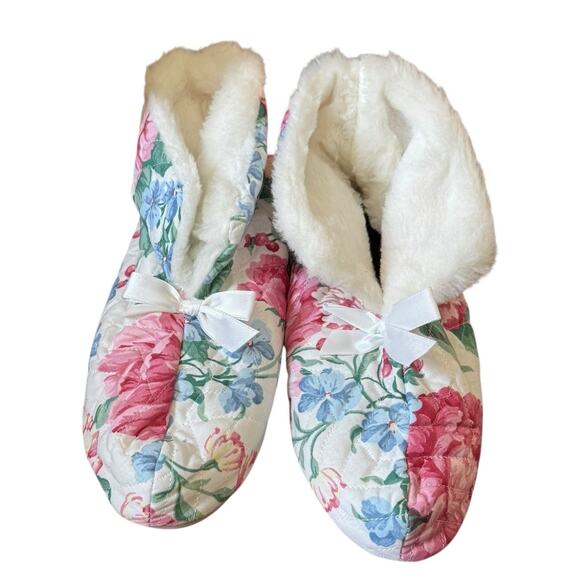 Vintage Dearfoams Quilted Floral House Slippers Winter Warm Up Large 8 - 9 Relax - Picture 1 of 8